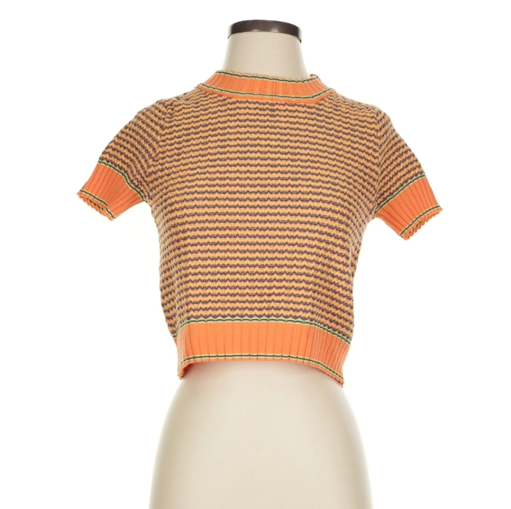 Knit Mix Striped Orange and Brown Sweater Size Small